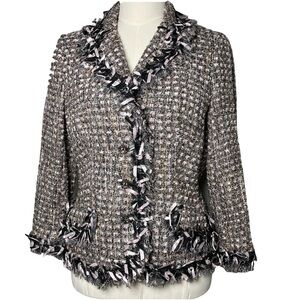 Rickie Freeman for Teri Jons Tweed Blazer|Gray,Lavender&Black|Women’s Size 10
|